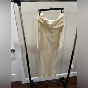 Off the shoulder Cream Knit dress size XL NWT